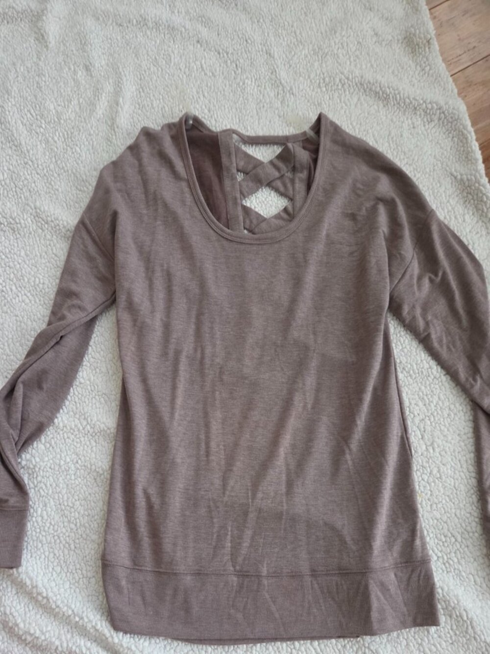 Balance Collection Taupe Criss Cross Back Long Sleeve Top XL